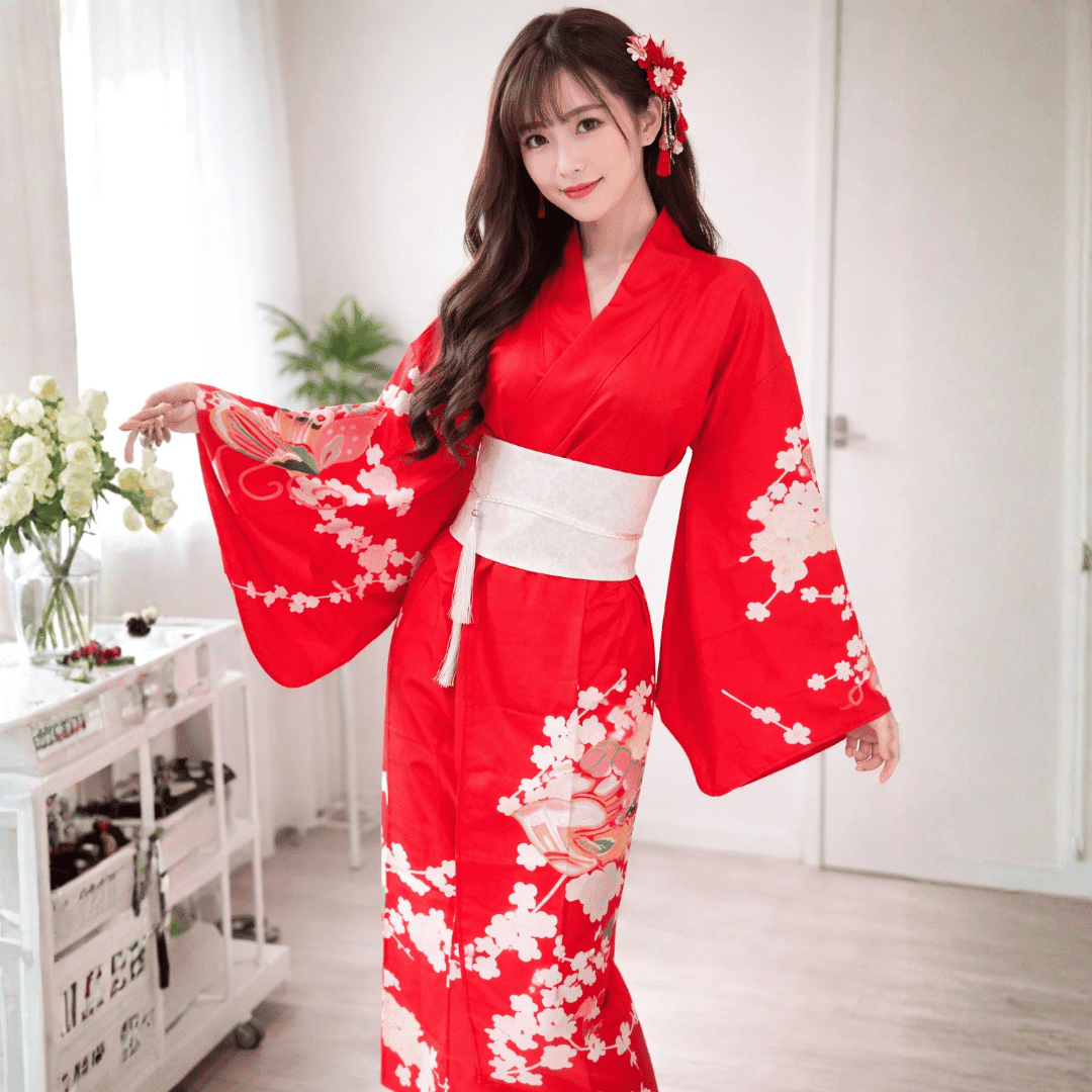 Yukata / Kimono Tradicional Vermelho — Encomenda