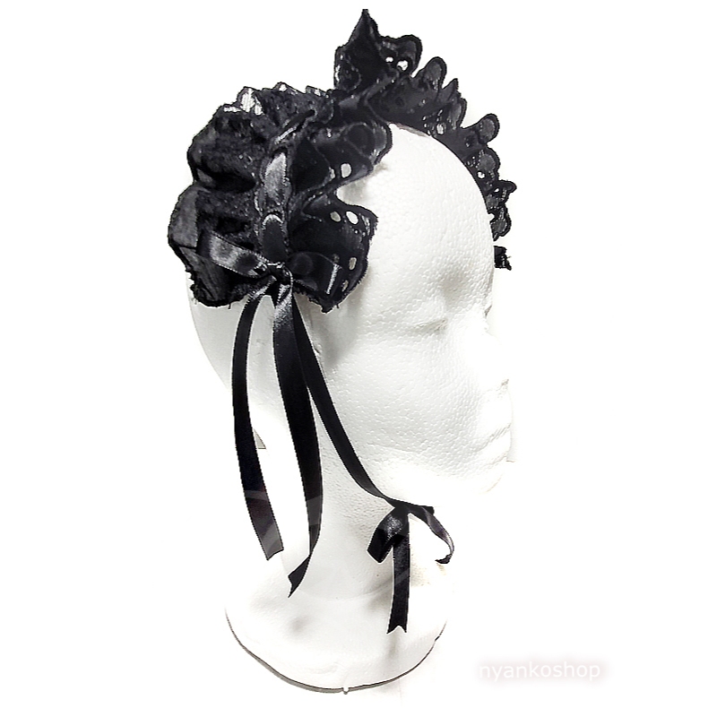 Tiara Headress de Rendas e Fitas Cor Única - Cosplay e Visual Lolita Monocromatico