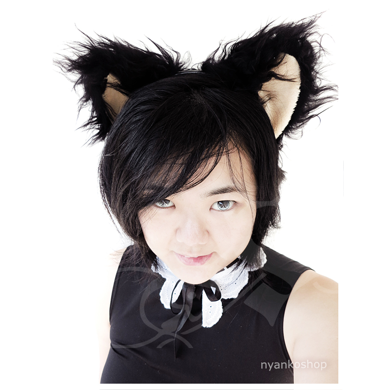 Kit Orelhas de Gato Nyanko Pelo Longo + Cauda de Gato - Nekomimi Cosplay Visual